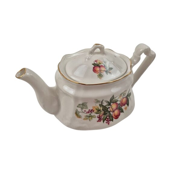 Arthur Wood And Son Teapot Porcelain Floral Gold Trim Staffordshire England 6404 - Picture 2 of 10